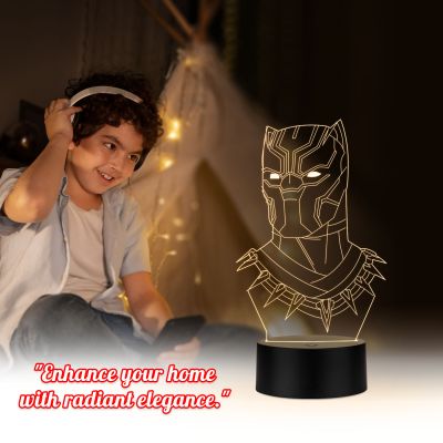 3D Illusion Black Panther Led Night lamp with Warm White Color Gift For Avengers Lover